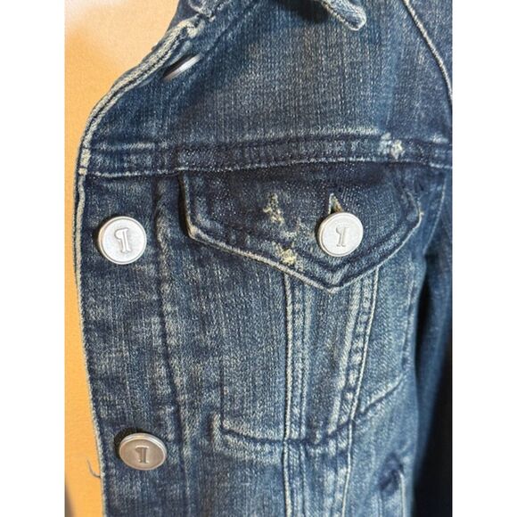 Pilcro Anthropologie Denim Jean Jacket Dark Wash Small Petite SP Cropped - Picture 2 of 9